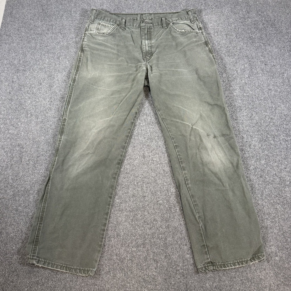 Dickies Pants Men's 34x30 (Fits 32x29) Green Relaxed Fit Straight Leg Carpenter